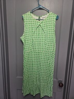 New York & Company Green Printed Sleeveless Dress Size XL